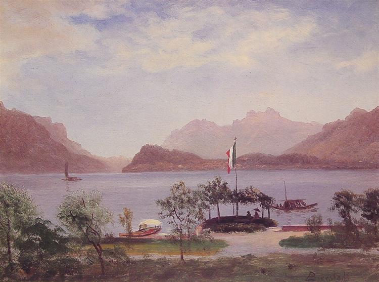 Albert Bierstadt Painting Italian Lake Scene